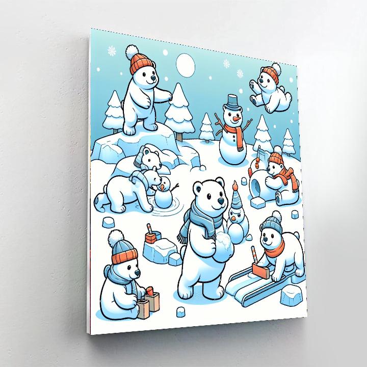 Winter Polar Bear Party DIY Paint By Numbers