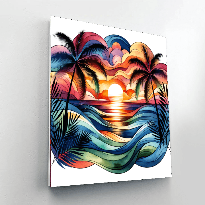 Glistening Ocean Sunset Paint By Color