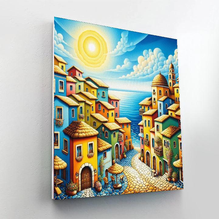 Sunkissed Mediterranean Village Paint By Numbers Art