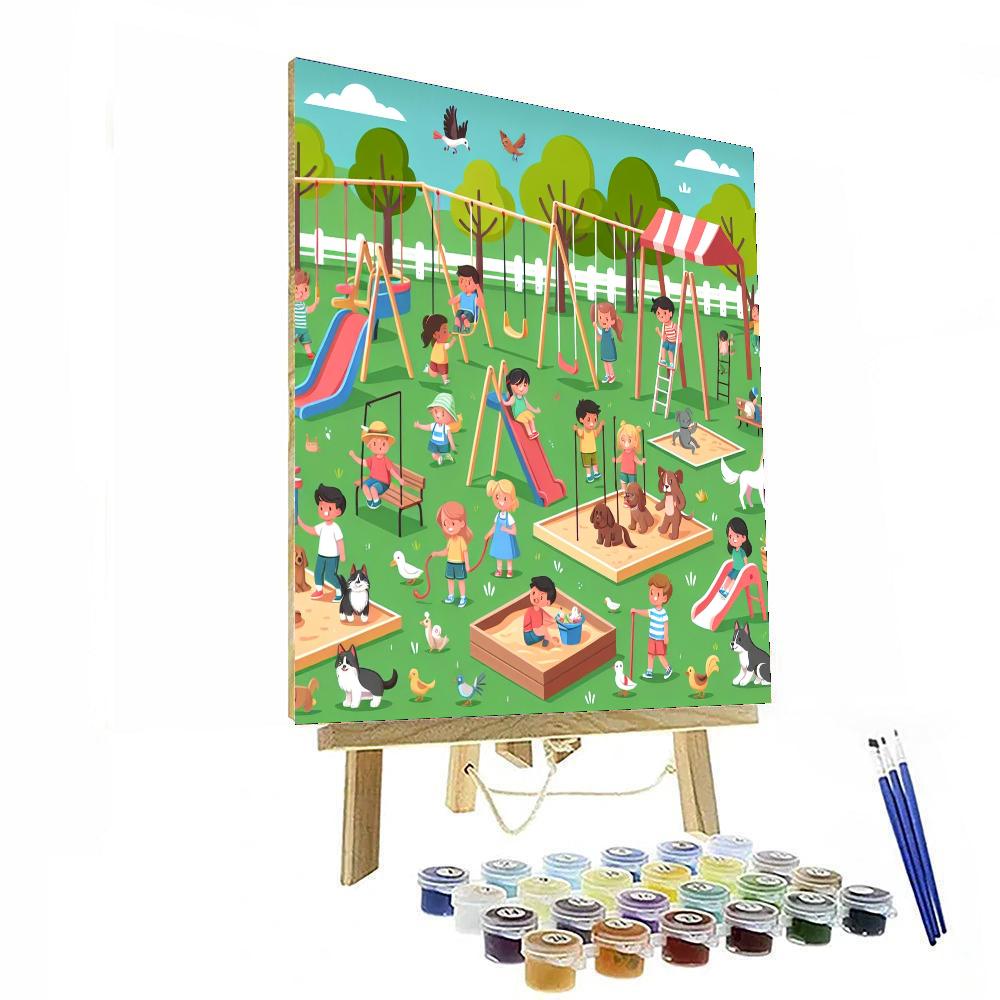 Lively Playground Pals Paint By Numbers Art