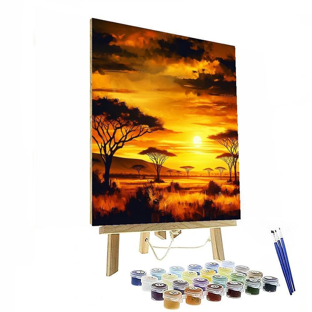 Golden Savannah Dusk Painting By Numbers Kit