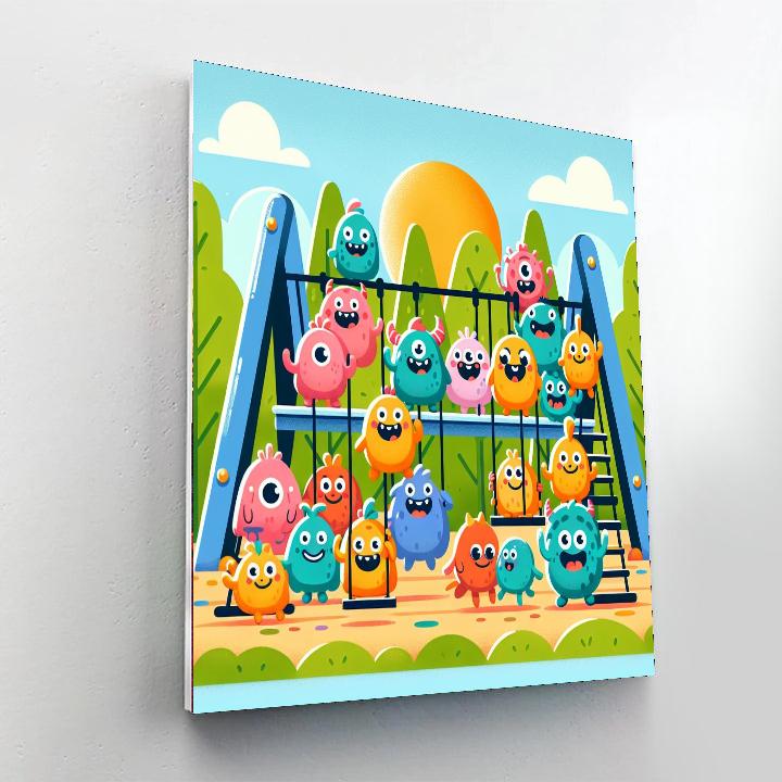 Giggly Monsters At Play DIY Paint By Numbers