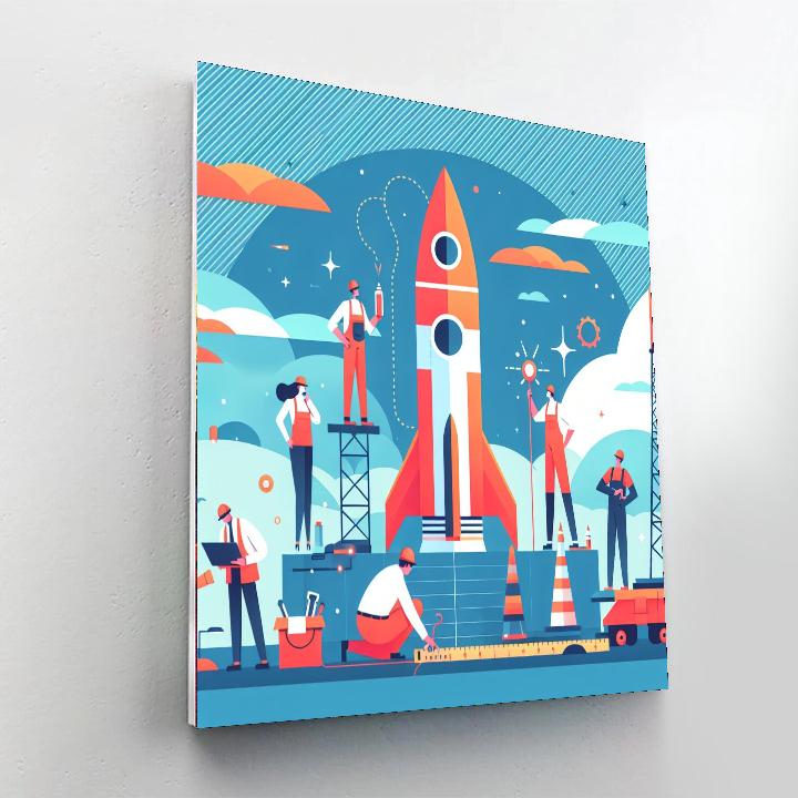 Rocket Ship Launchpad Painting Number Kit