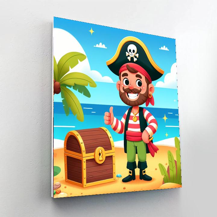Happy Pirate's Treasure Paint By Numbers Art