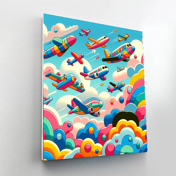 Adventurous Airplanes Number Painting