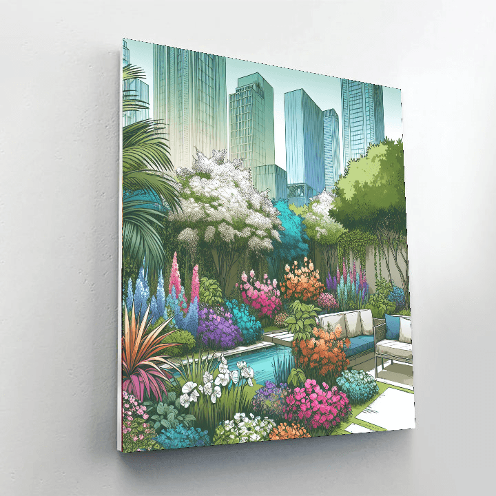 Charming Urban Garden Painting Number Kit