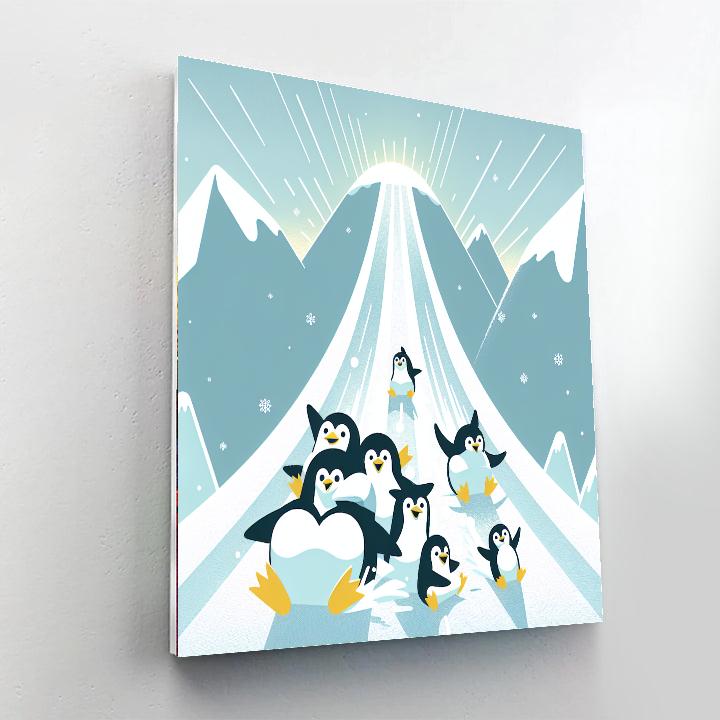 Penguin's Ice Slide Painting By Numbers Kit