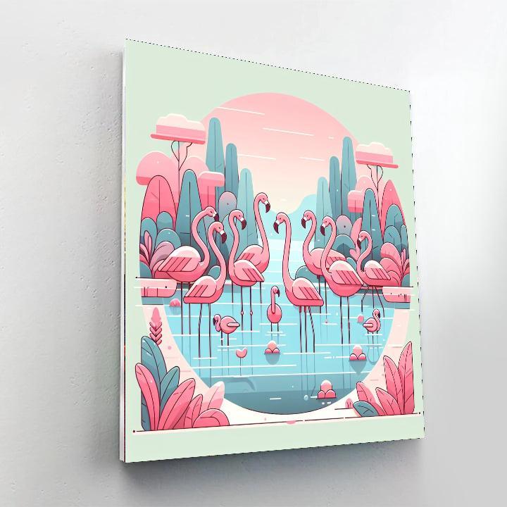 Friendly Flamingo Fiesta Number Painting