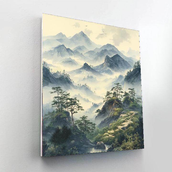 Zhao Mengfu Inspired Whispers Of Tranquil Mountains  Paint By Color