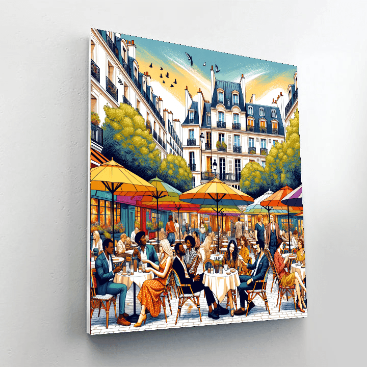 Café Scene In Paris Paint By Color