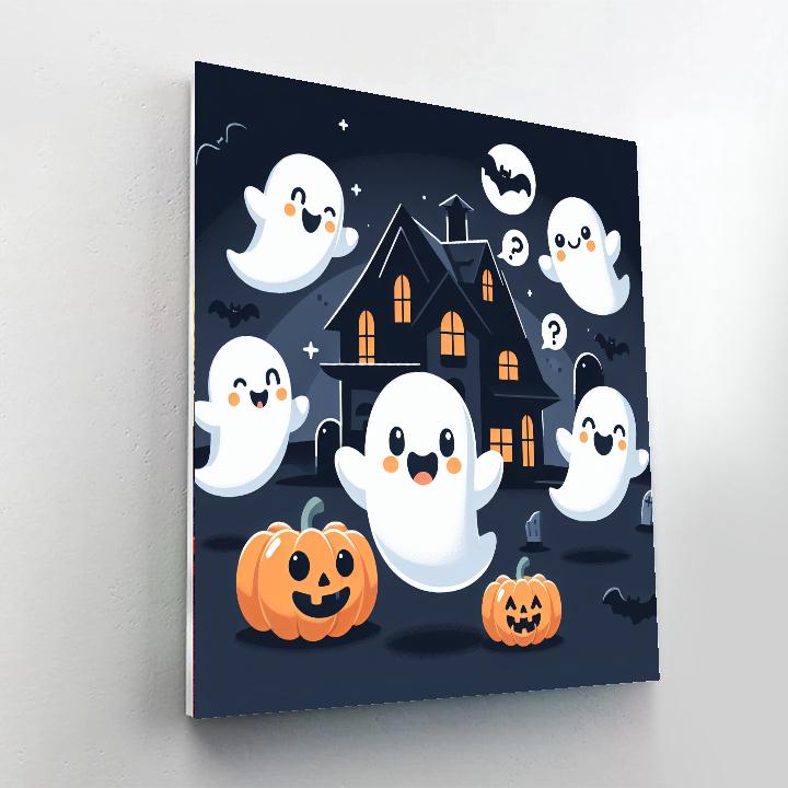 Giggling Ghosts Halloween Paint By Numbers Art