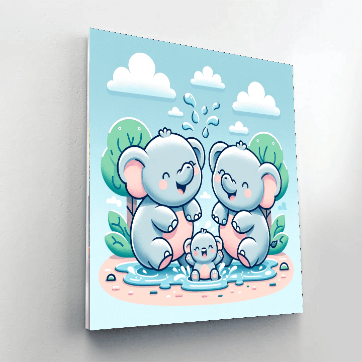 Playful Elephant Family Numbered Painting Kits