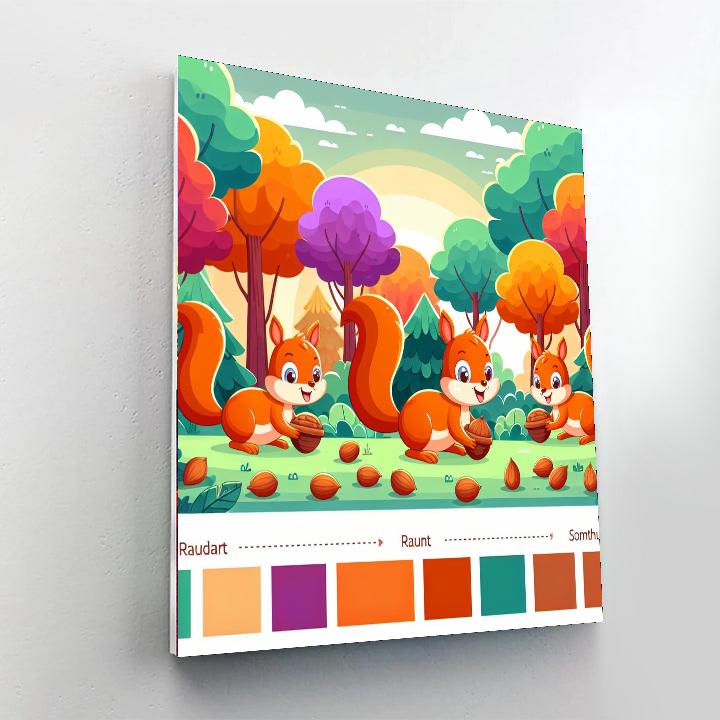 Squirrel's Woodland Scurry Paint By Numbers