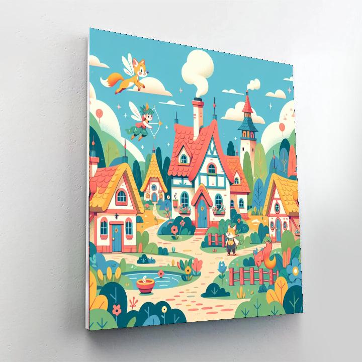 Enchanted Fairy Tale Village Number Painting