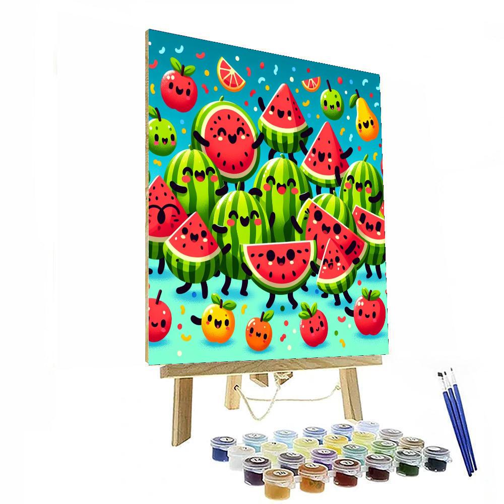 Dancing Watermelon Party Painting By Numbers Kit