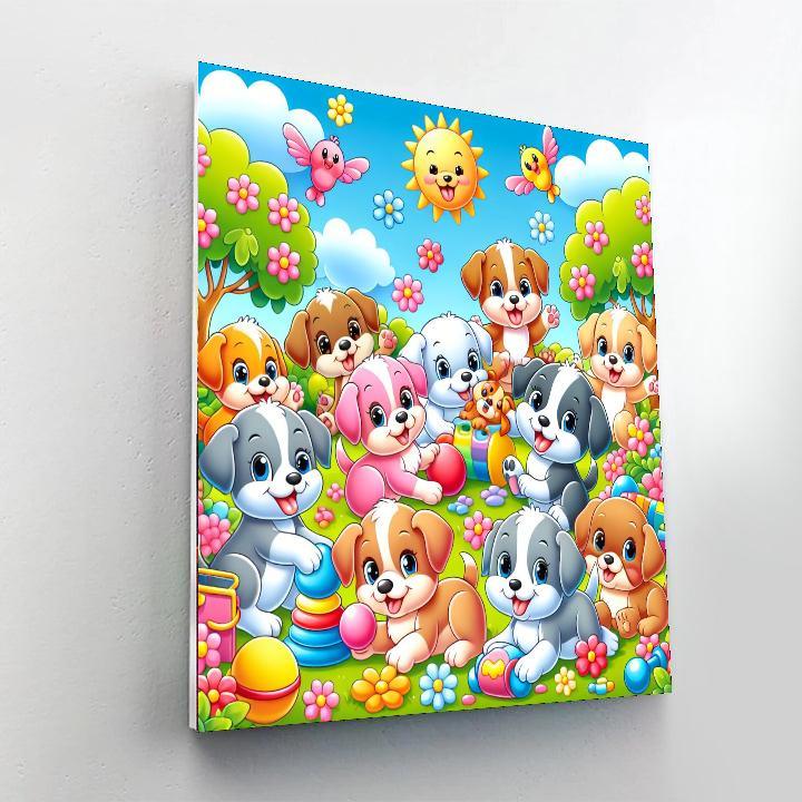 Puppy Playtime Extravaganza Number Painting