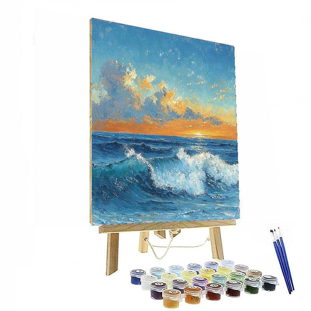 Homer Inspired Dramatic Ocean Horizon  Number Painting