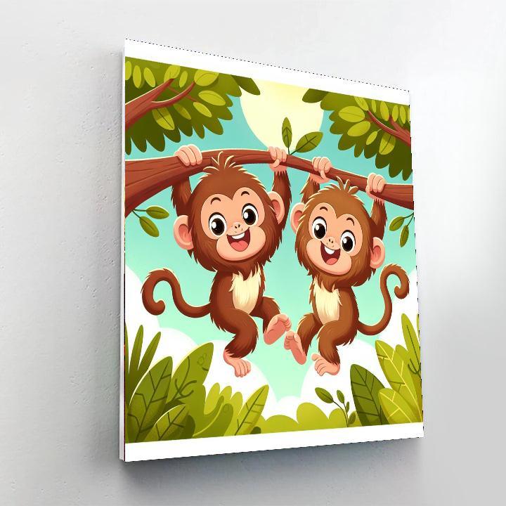 Mischievous Little Monkeys Paint By Numbers Art