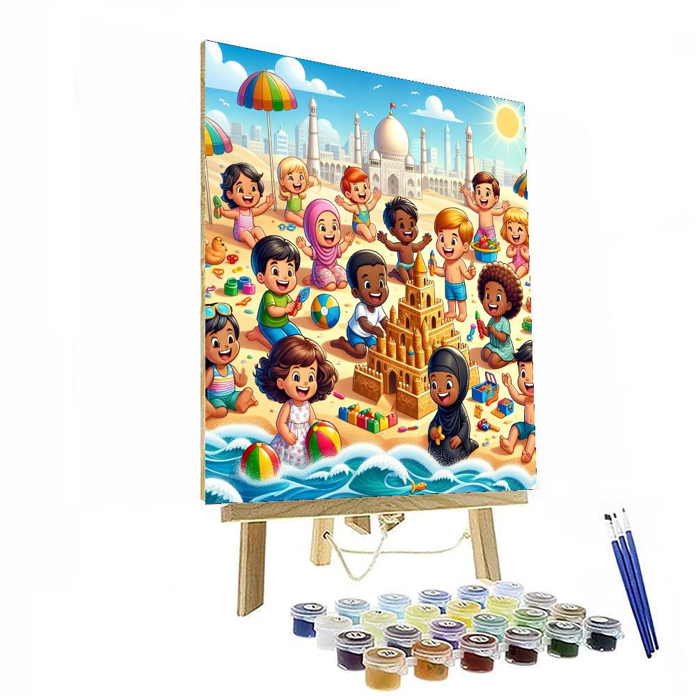 Doodle Day At The Beach Paint By Numbers Art
