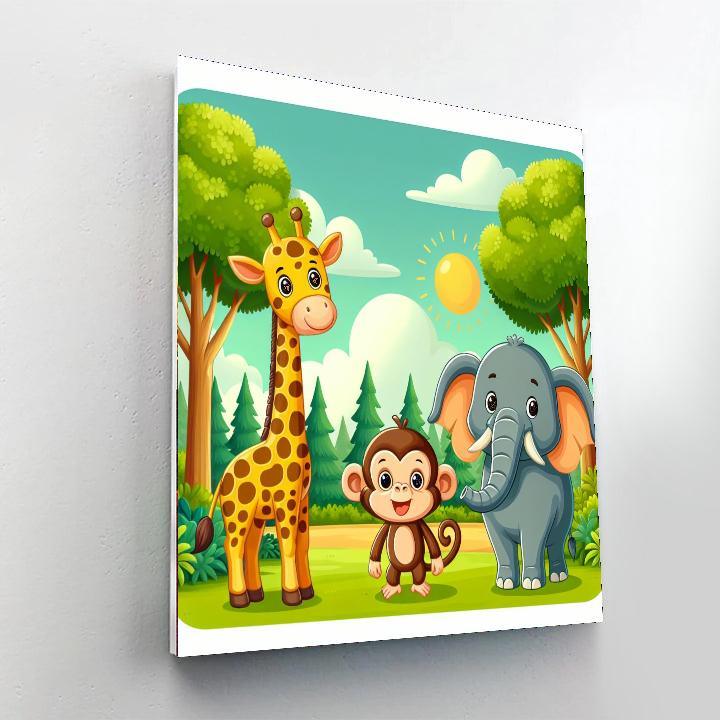 Cheerful Zoo Animals Paint By Color