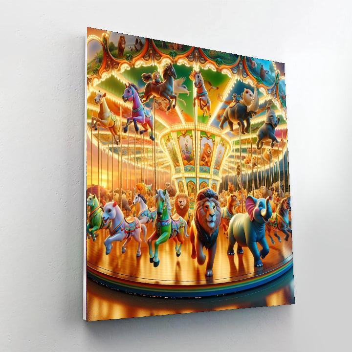Playful Wildlife Carousel Paint By Color