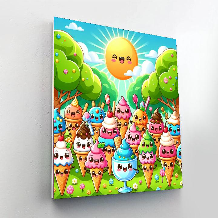 Whimsical Ice Cream Party Paint By Numbers Art