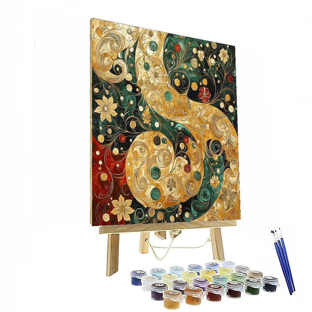 Gustav Klimt Inspired Golden Serenity Tapestry  DIY Paint By Numbers