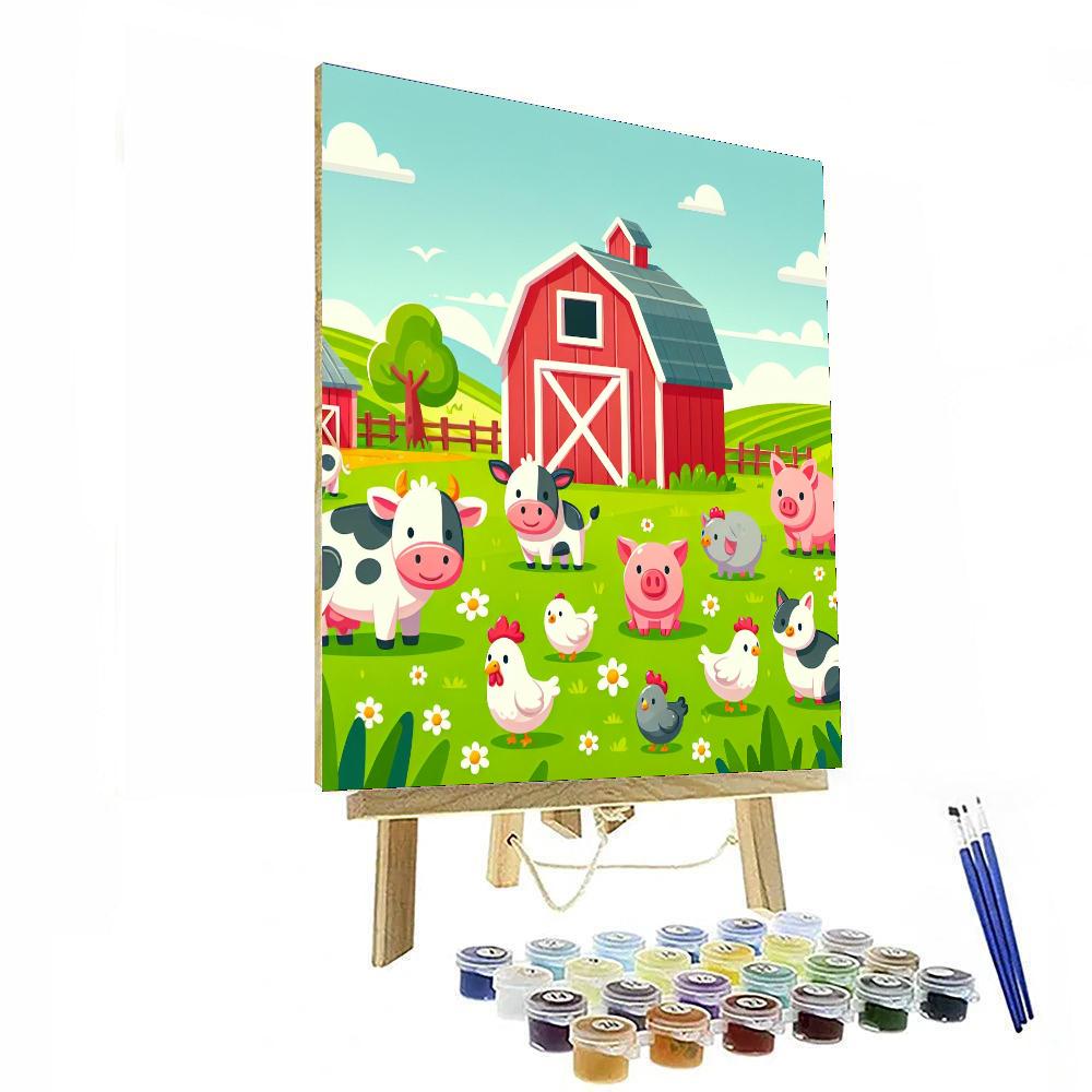 Farmyard Friends Frolic Paint By Numbers Art