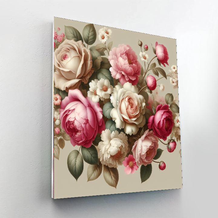 Romantic Floral Flourish Number Painting