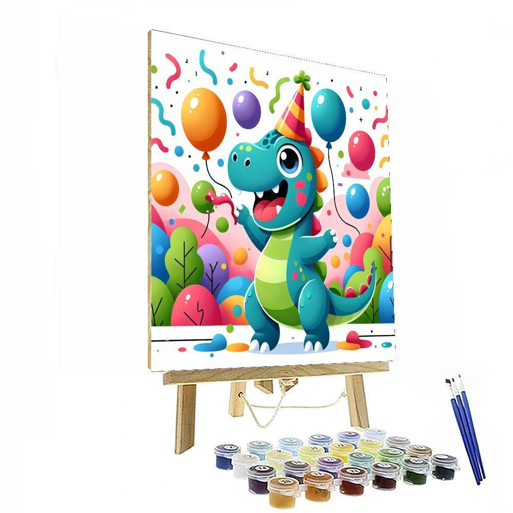 Funky Dino Party Paint By Numbers Art