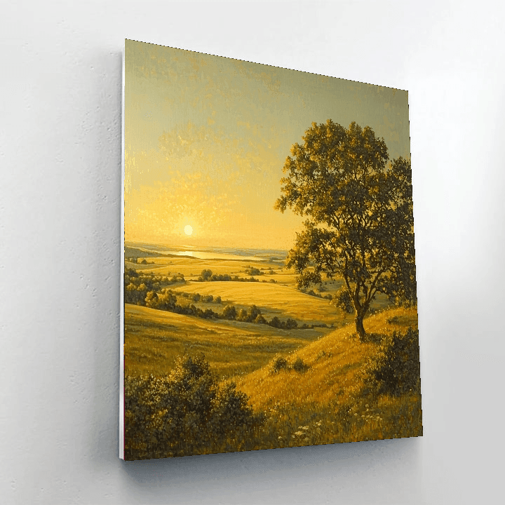 Thomas Cole Inspired Golden Prairie Dawn  Paint By Color