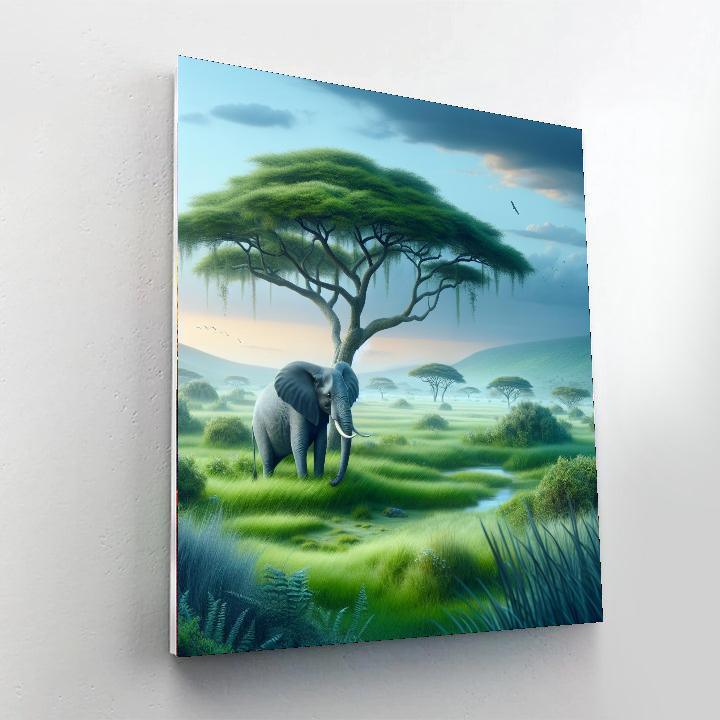 Elephant's Tranquil Walk Paint By Numbers