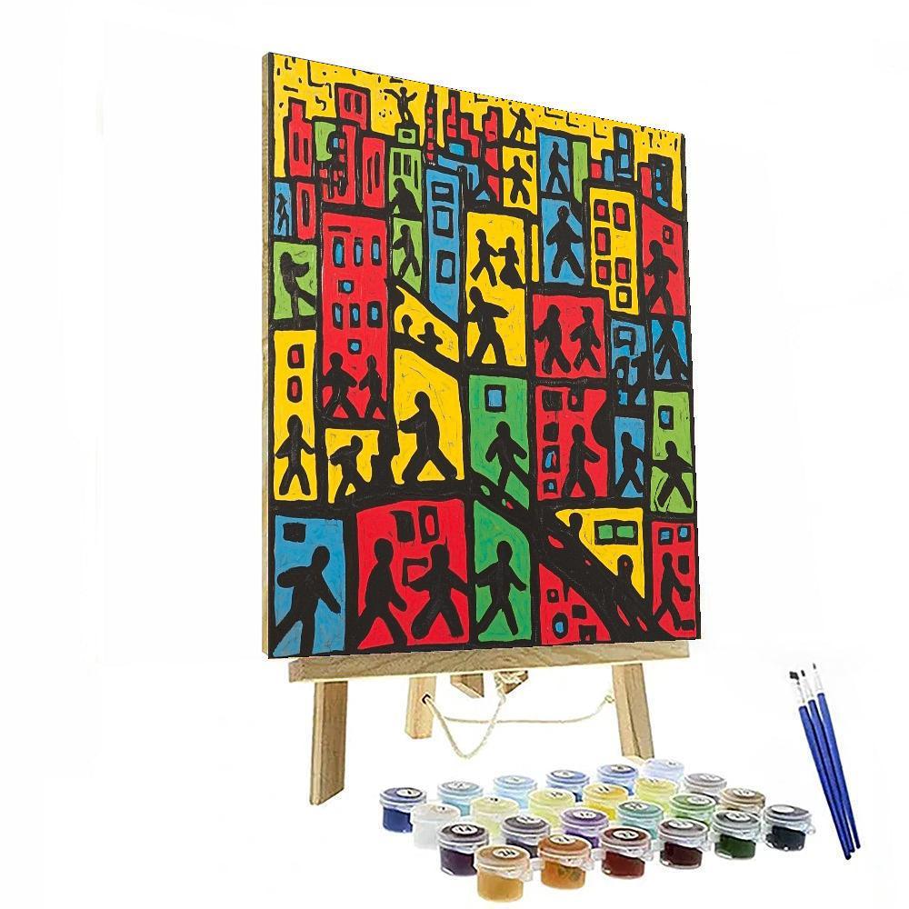 Keith Haring Inspired Eclectic Cityscape  DIY Paint By Numbers