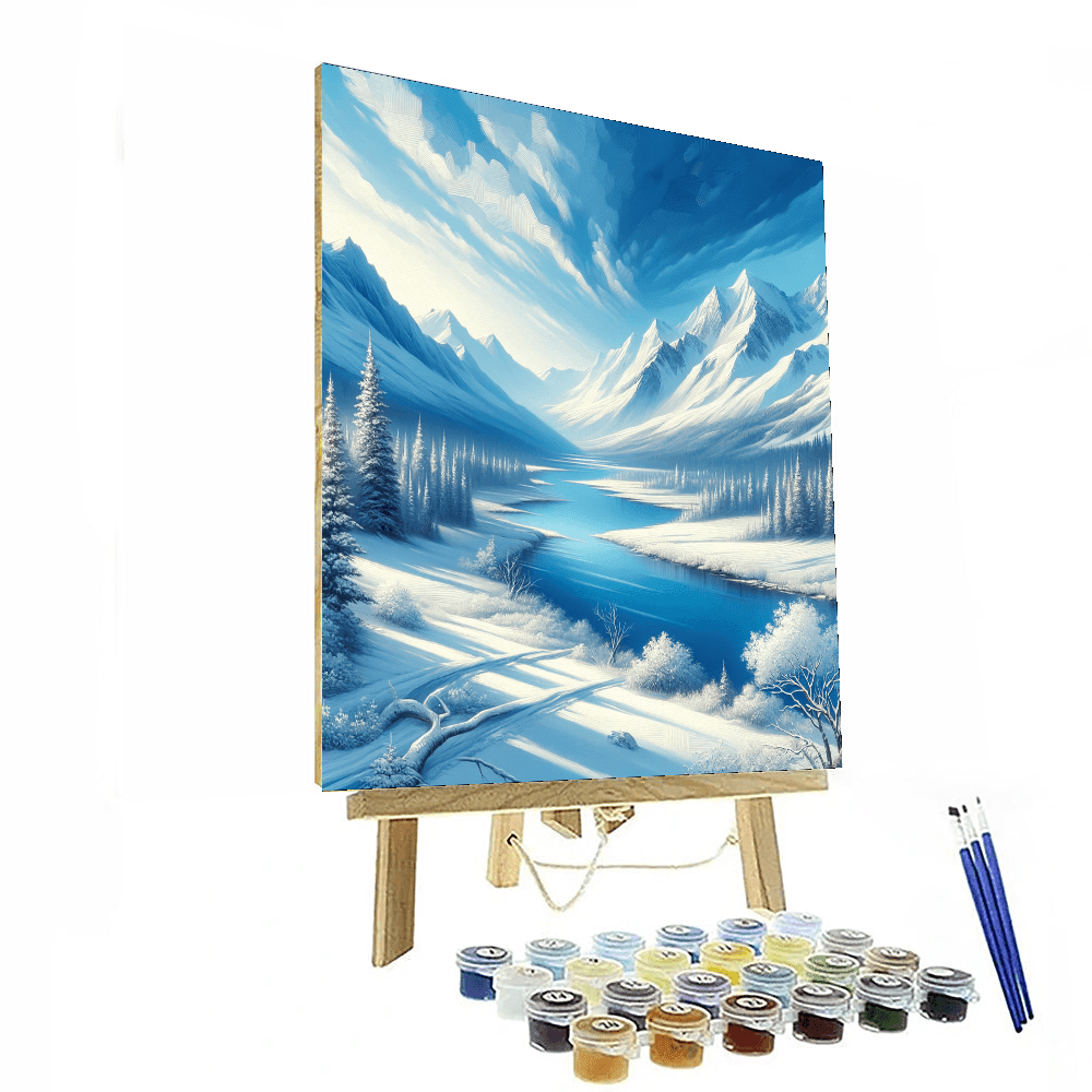 Peaceful Snowy Mountain Landscape Paint By Numbers Kits