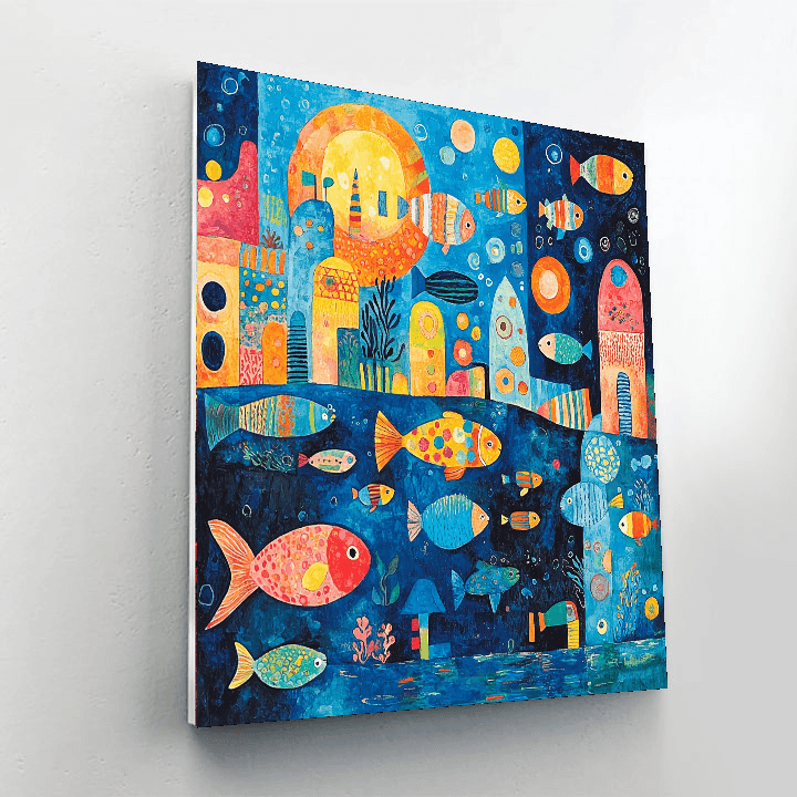 Paul Klee Inspired Funky Fish  DIY Paint By Numbers