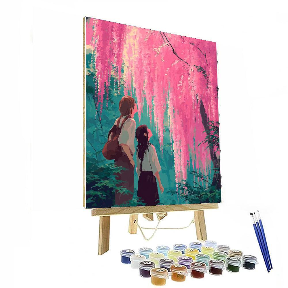 Embrace Under Cherry Blossoms Numbered Painting Kits