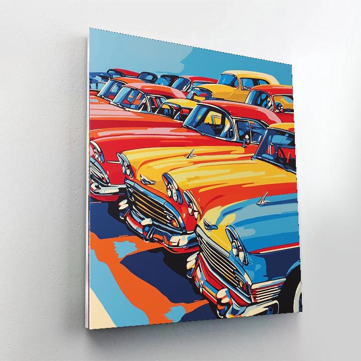 Andy Warhol Inspired Vintage Car Rendezvous  Paint By Number