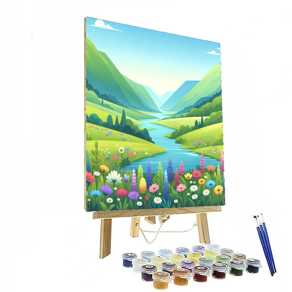 Peaceful Valley Scene Painting Number Kit