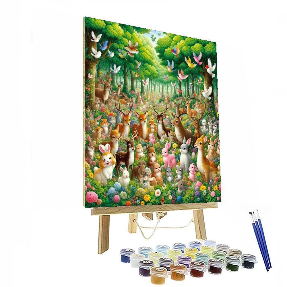 Cheerful Forest Gathering Paint By Numbers Art