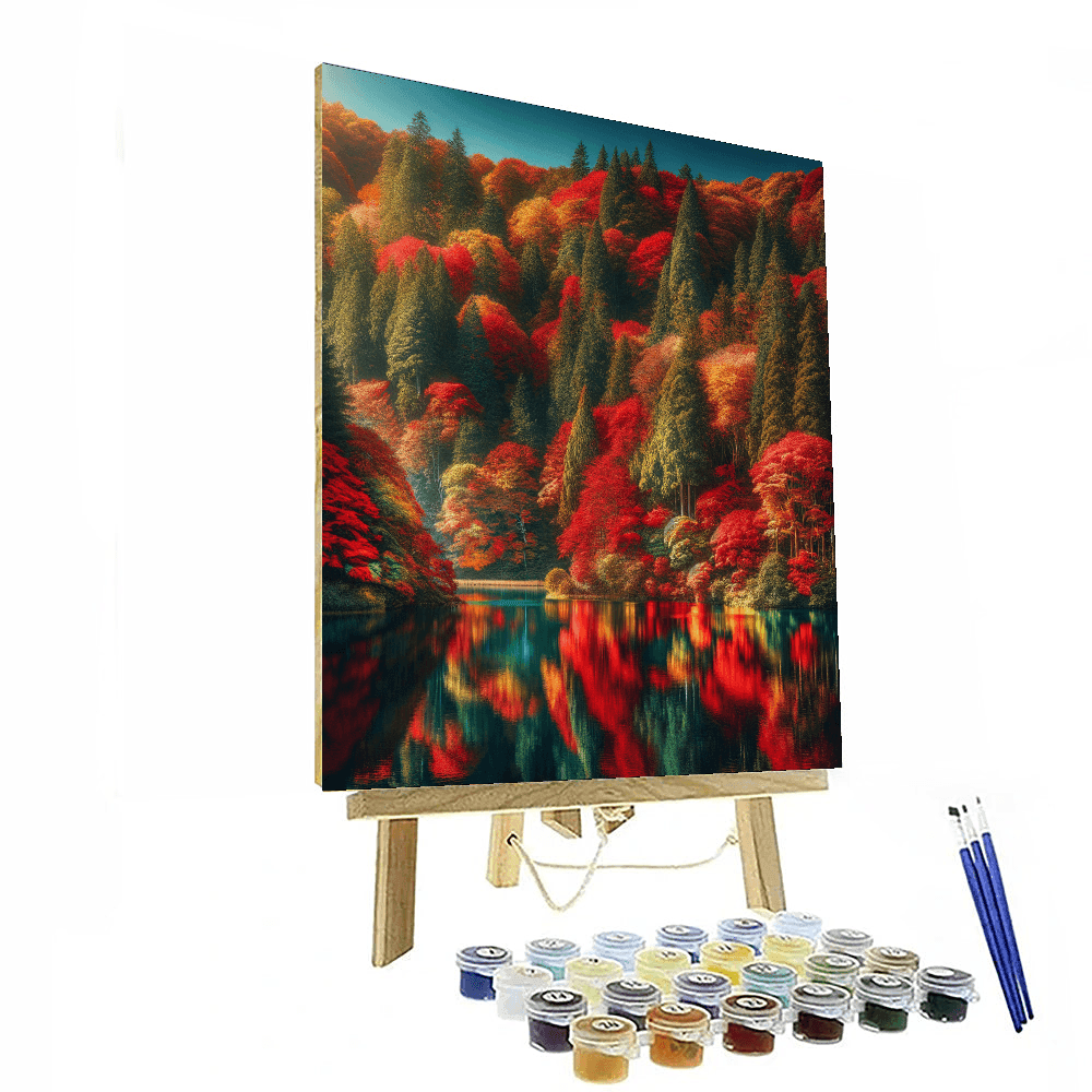 Autumnal Forest Reflection - DIY Painting By Numbers Kit