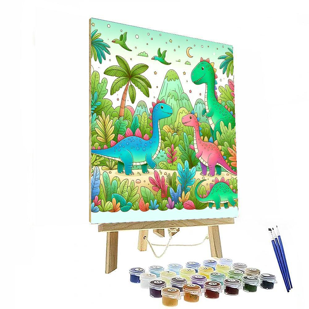 Cute Dinosaur Adventure DIY Paint By Numbers