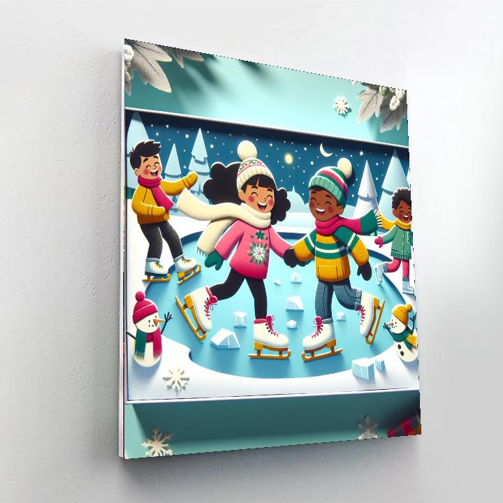 Festive Winter Skating Paint By Numbers Art
