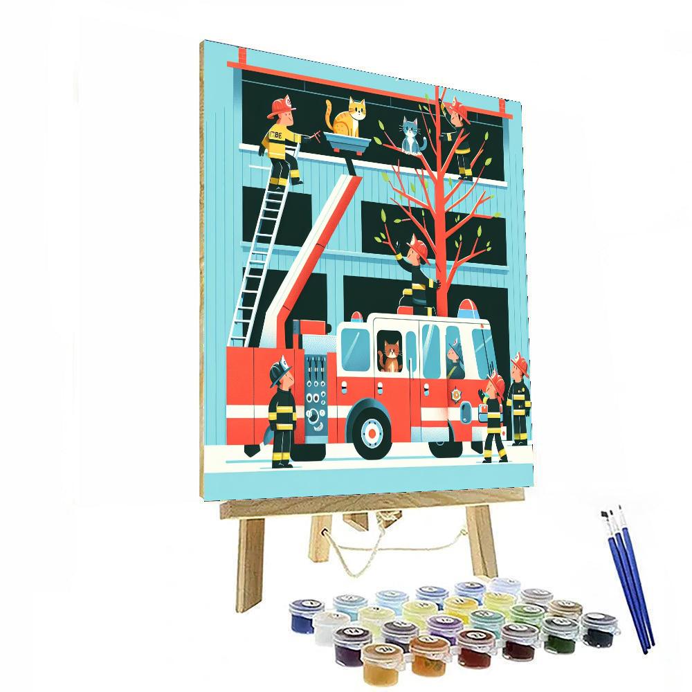 Friendly Firefighter Day DIY Paint By Numbers