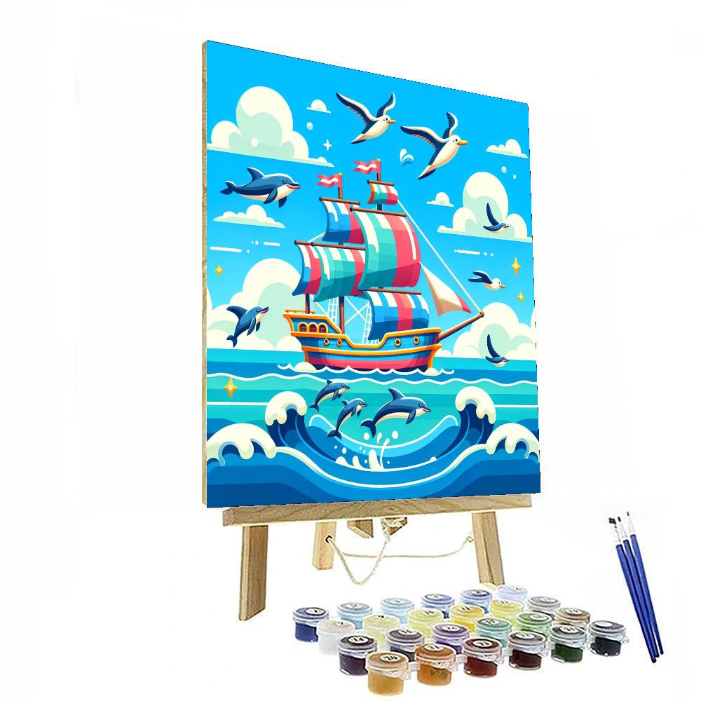 Sailing With Sea Friends Painting By Numbers Kit