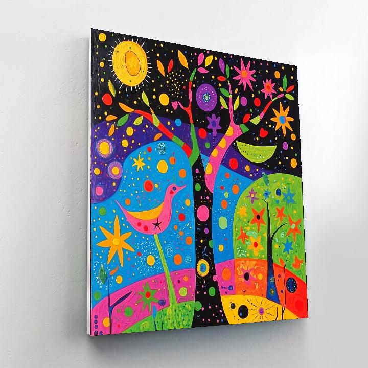 Joan Miró Inspired Surreal Elements  Number Painting