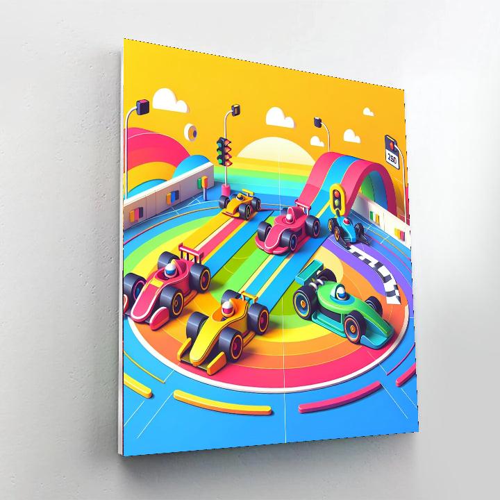 Rainbow Racetrack Rally Paint By Color