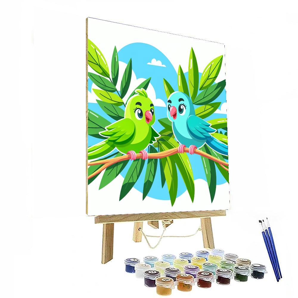 Playful Parakeets Paint By Numbers Art
