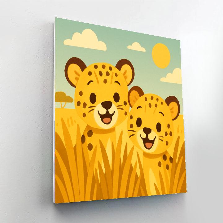 Curious Cheetah Cubs Paint By Numbers Art