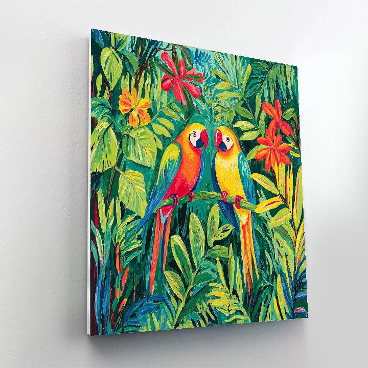Henri Rousseau Inspired Vibrant Parrots  Paint By Number