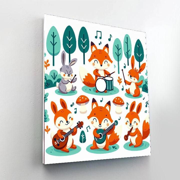 Woodland Creature Concert Number Painting